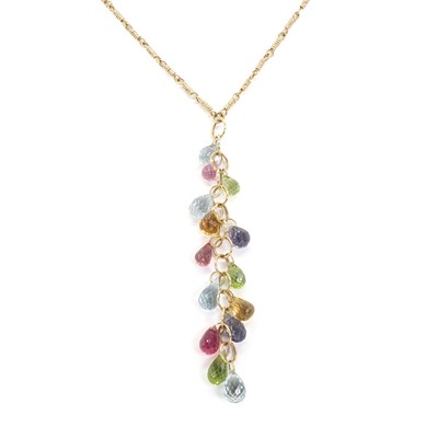 Lot 217 - An 18ct gold Rainbow briolette gemstone necklace, by Tiffany & Co.