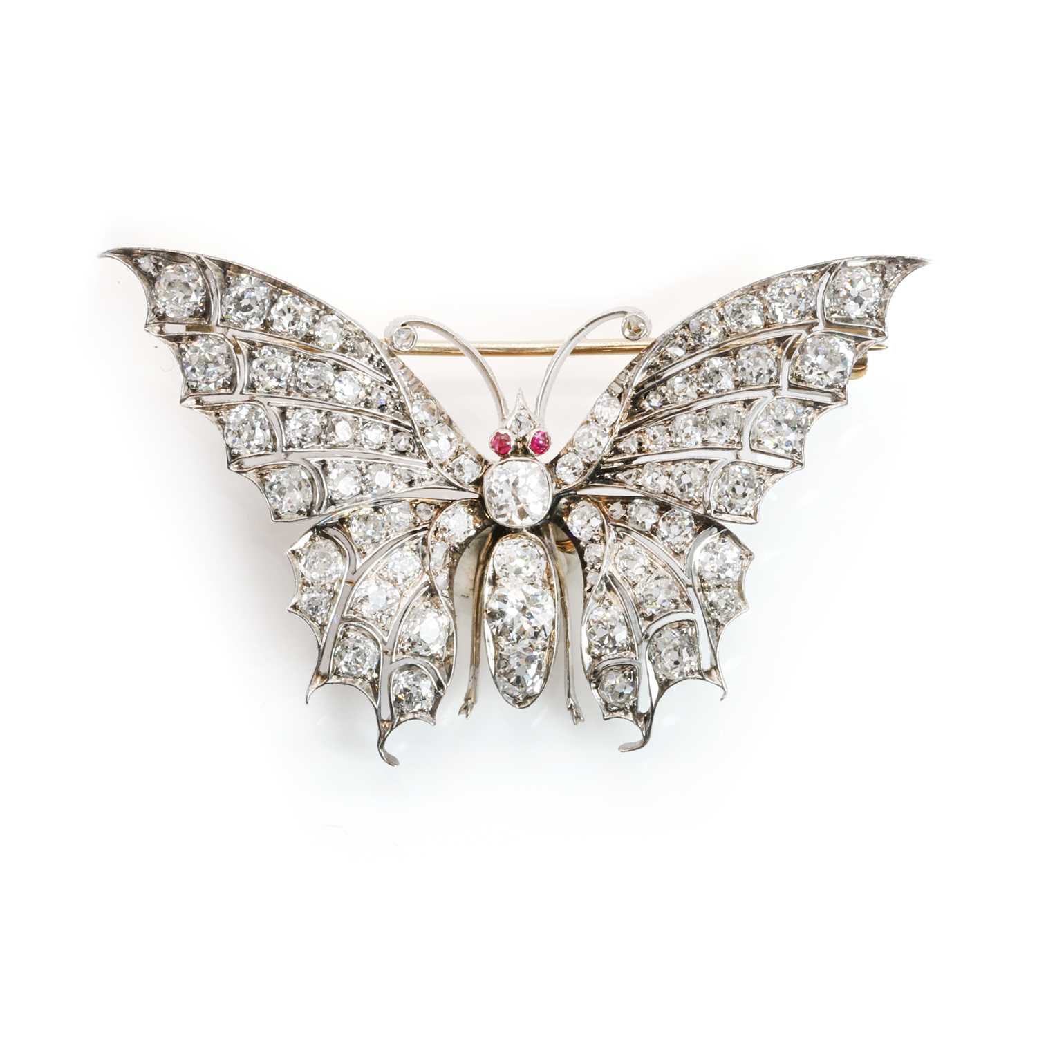 Lot 21 - A late Victorian diamond butterfly brooch