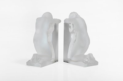 Lot 314 - A pair of Lalique 'Reverie' glass bookends