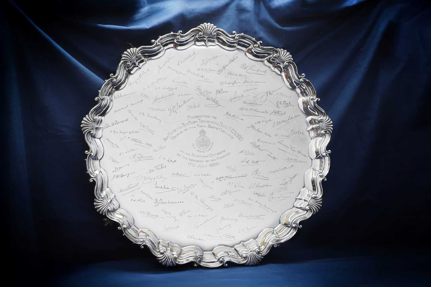 Lot Marshal of the Royal Air Force 1st Viscount Hugh Montague Trenchard's silver salver