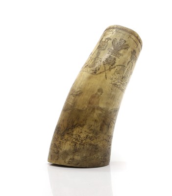 Lot 239 - A Scrimshaw horn powder flask