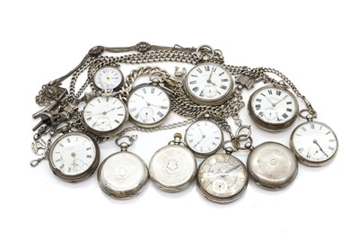 Lot 4 - A group of twelve silver pocket and fob watches