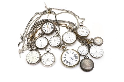 Lot 46 - A group of twelve silver pocket and fob watches