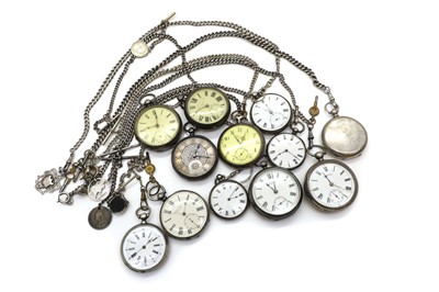 Lot 31 - A group of twelve silver pocket and fob watches