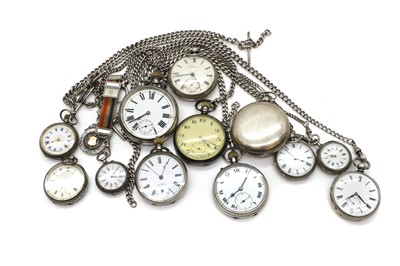 Lot 38 - A group of twelve silver pocket and fob watches