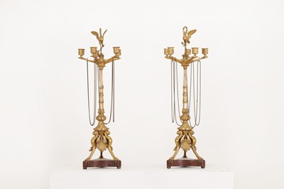 Lot 188 - A pair of Napoleon III Empire-style gilt-bronze and marble candelabra