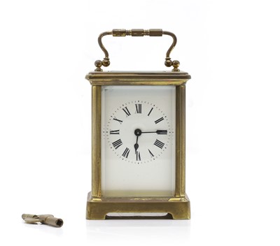 Lot 238 - A brass carriage timepiece