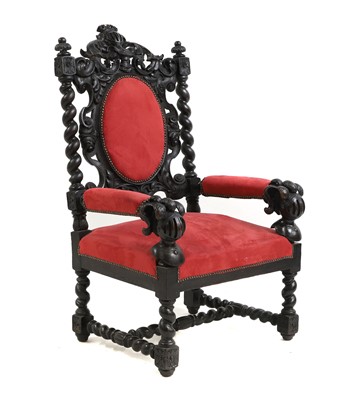 Lot 589 - A carved throne chair