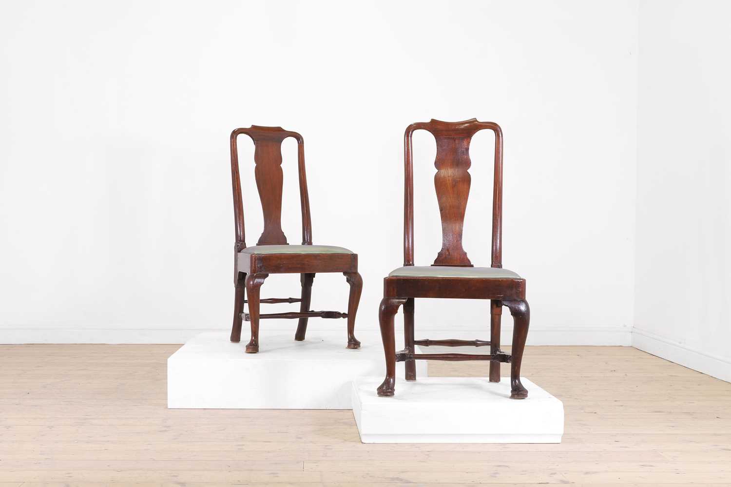 Lot 6 - A pair of George II walnut side chairs