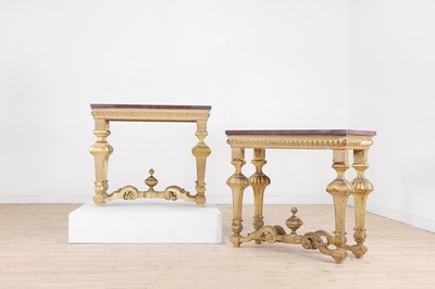 Lot 21 - A pair of Louis XIV-style giltwood console tables