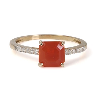 Lot 1234 - A fire opal and diamond ring