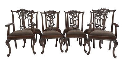 Lot 404 - A set of eight Chippendale style mahogany dining chairs