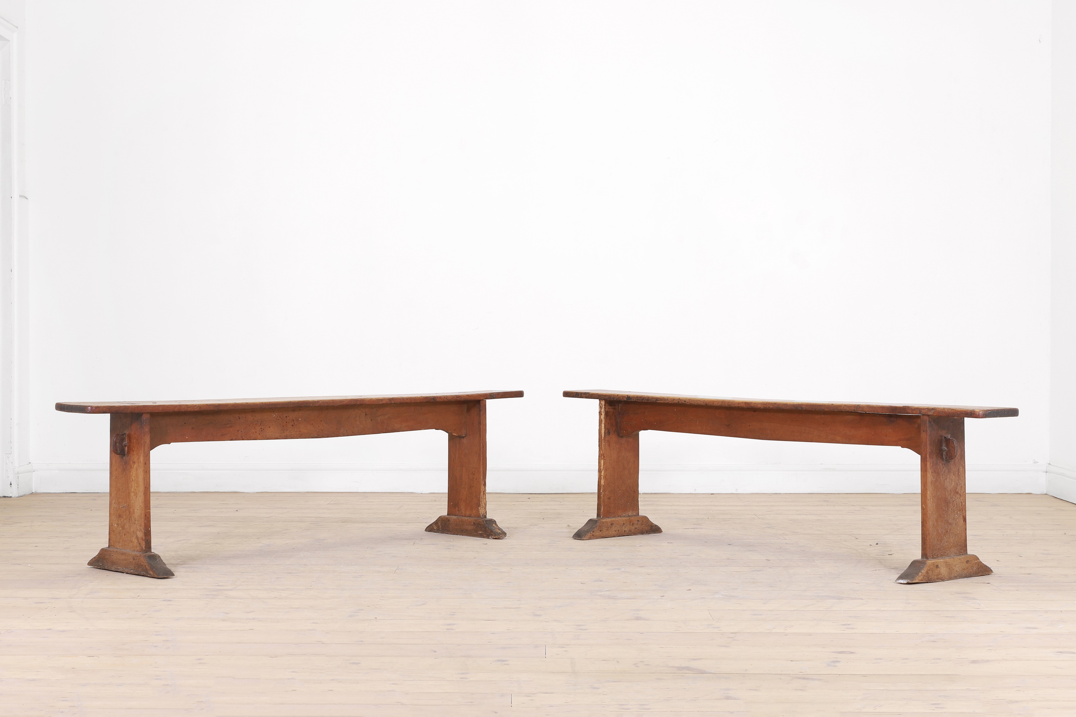 Lot 47 - A pair of chestnut benches,