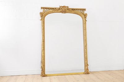 Lot 48 - A Louis XV-style giltwood and gesso overmantel mirror