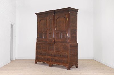 Lot 55 - A George III North Country oak press cupboard