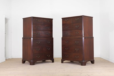 Lot A pair of George III mahogany chests on chests