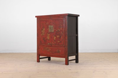 Lot 64 - A red-lacquered wooden cabinet