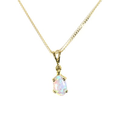 Lot 166 - An opal and diamond pendant