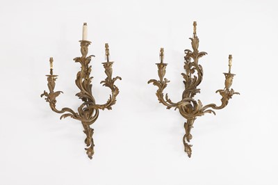 Lot 31 - A pair of Louis XV-style ormolu wall lights