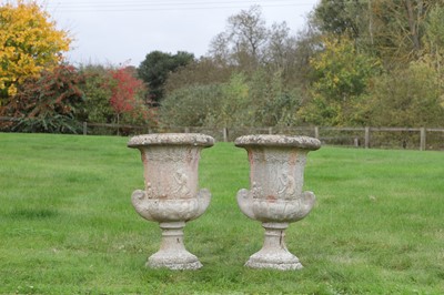 Lot 66 - A pair of terracotta garden urns