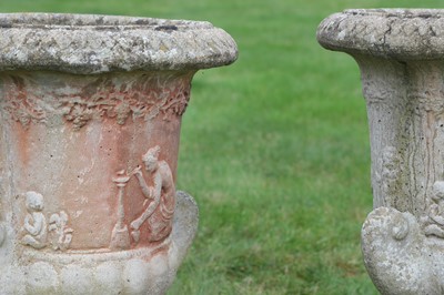 Lot 66 - A pair of terracotta garden urns