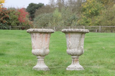 Lot 66 - A pair of terracotta garden urns