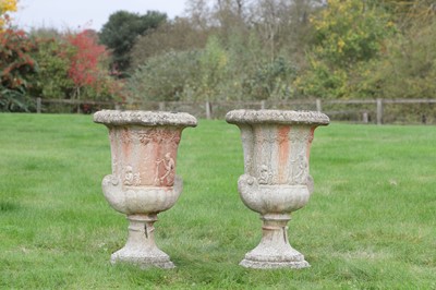 Lot 66 - A pair of terracotta garden urns