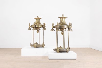 Lot 110 - A pair of large Louis XVI-style gilt-brass lanterns