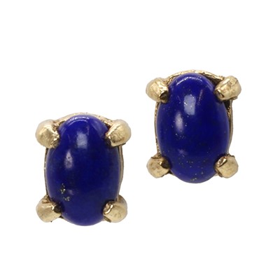 Lot 200 - A pair of 9ct gold lapis lazuli earrings