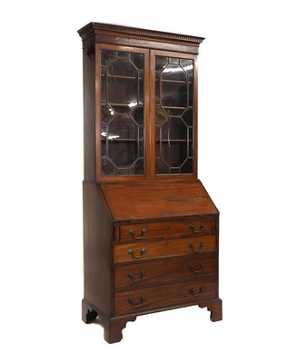 Lot 442 - A George III style mahogany bureau-bookcase