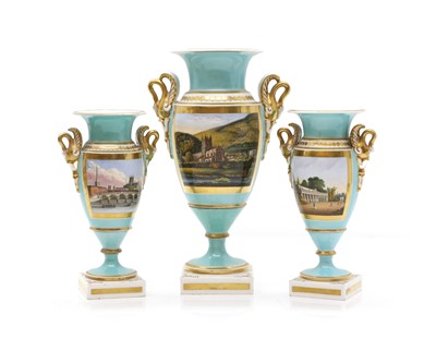 Lot 197 - A porcelain vase garniture