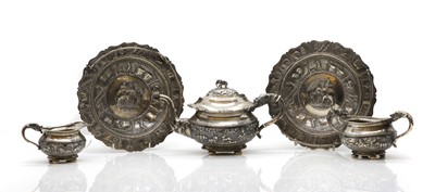 Lot 51 - An Indian three-piece silver tea service