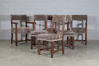 Lot 3 - A set of six oak Pugin-style dining chairs