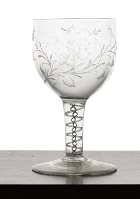 Lot 288 - An engraved glass goblet