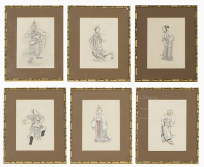 Lot 199 - A collection of six Chinese gouache paintings