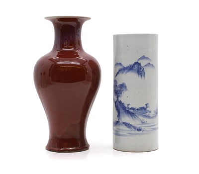 Lot 281 - A Chinese red-glazed vase