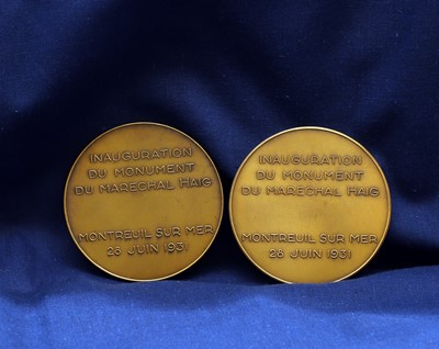 Lot Two Inauguration Du Monument Du Marechal Haig medals