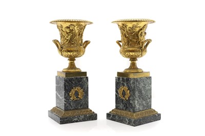 Lot 313 - A pair of gilt-metal Borghese-style vases