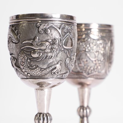 Lot 152 - Two Chinese export silver goblets