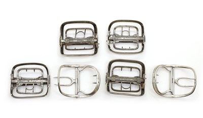 Lot 82 - Three pairs of George III silver shoe buckles