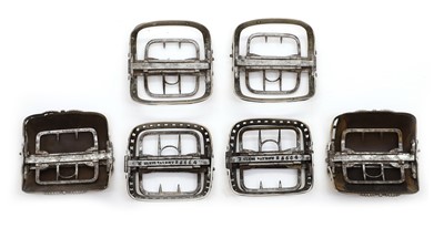 Lot 67 - Three pairs of Eley type silver shoe buckles