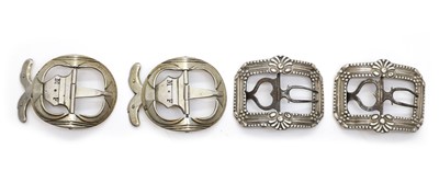 Lot 71 - Two pairs of silver shoe buckles