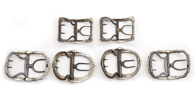 Lot 69 - Three pairs of George III silver shoe buckles