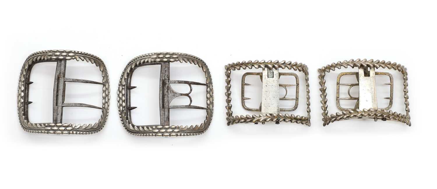 Lot 75 - Two pairs of George III silver shoe buckles