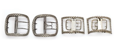 Lot 75 - Two pairs of George III silver shoe buckles