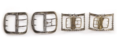 Lot 75 - Two pairs of George III silver shoe buckles