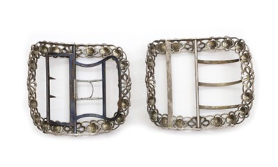 Lot 73 - A large pair silver shoe buckles