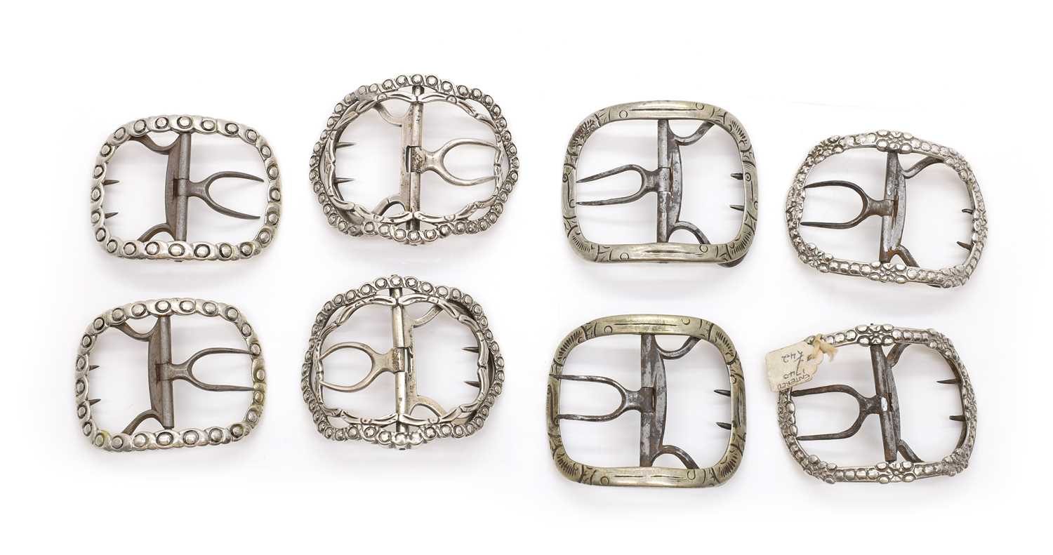 Lot 72 - Four pairs of George III silver shoe buckles