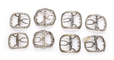 Lot 72 - Four pairs of George III silver shoe buckles