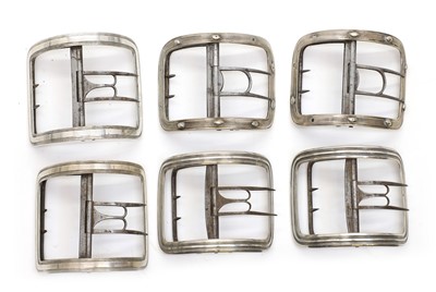 Lot 72 - Four pairs of George III silver shoe buckles